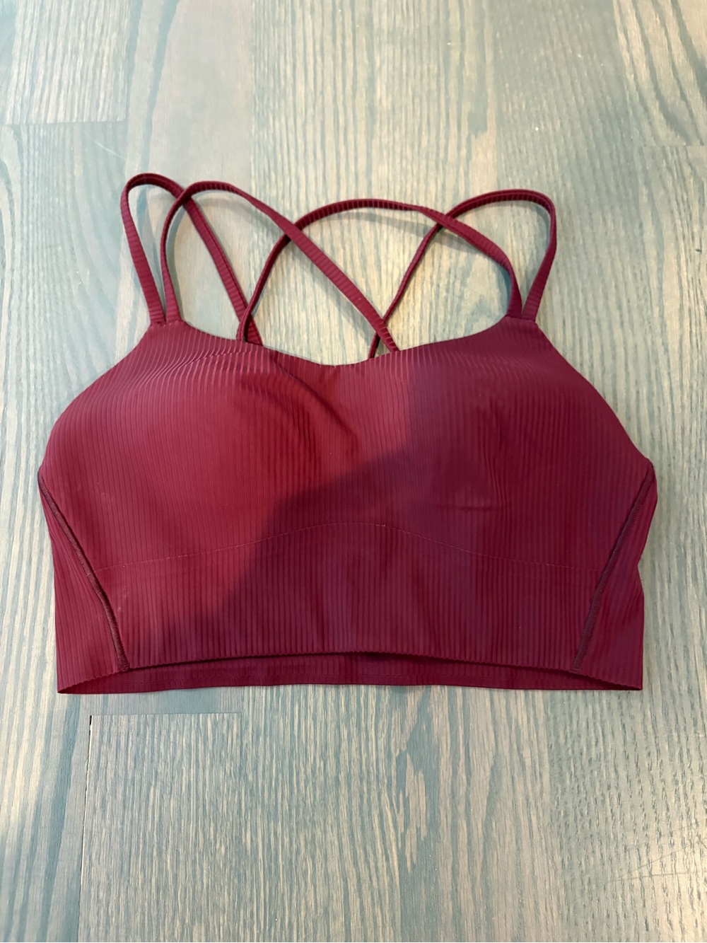 Lululemon Like A Cloud Longline Ribbed Bra Size 6 Burgundy